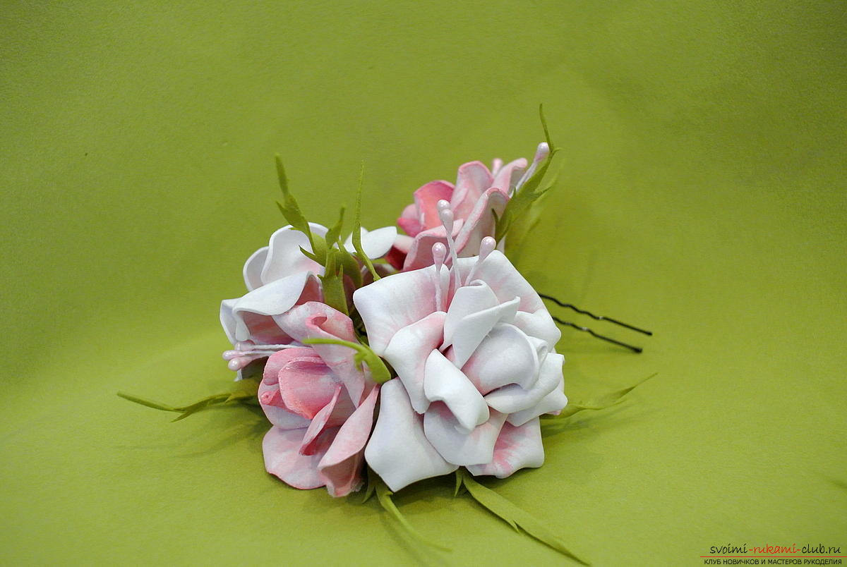 Мастер-класс поможет создать бутоньерку, для которой цветы изготавливаются своими руками из фоамирана.. Фото №22